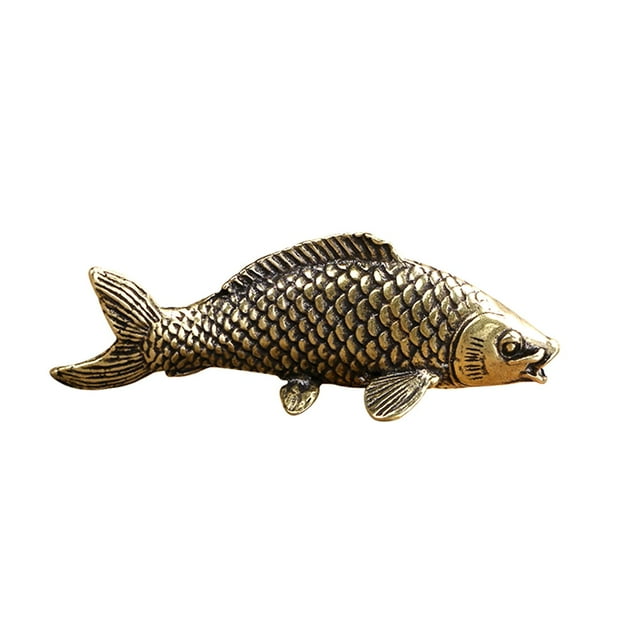 yuksok Brass Carp Figurine Miniature Chinese Feng Shui Simulation Animal Toy Craft