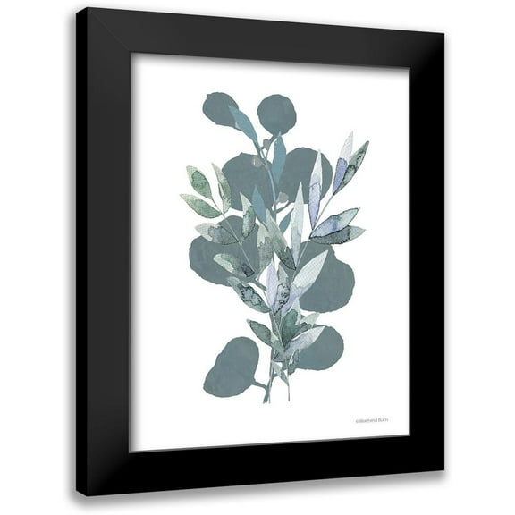 Bluebird Barn 12x14 Black Modern Framed Museum Art Print Titled - Watercolor Greenery Series