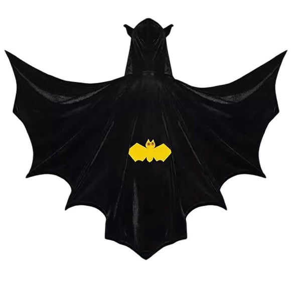 Mystical Kids Bat Cloak for Halloween Funny Hooded Cape Cosplay Costume Dress Up Accessories for Costume Parites Event Black