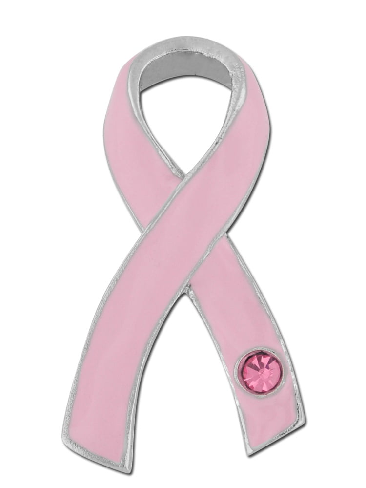 PinMart Pink Breast Cancer Awareness Ribbon Heart Enamel Brooch Pin