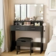 thumbnail image 5 of VEANERWOOD Makeup Vanity Table Set with Lighted Mirror & Power Strip for Bedroom, Black, 5 of 12