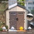 thumbnail image 6 of NETAJE 8x12 ft Resin Storage Shed, Outdoor Plastic Tool Shed with Floor, Lockable Door, Window and Vents for Patio, Backyard, Beige & Brown, 6 of 9