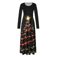 thumbnail image 4 of Women's Christmas Cocktial Dress Long Sleeve Crewneck Snowflare Graphic A Lined Skirt for Party Red-1 M, 4 of 4