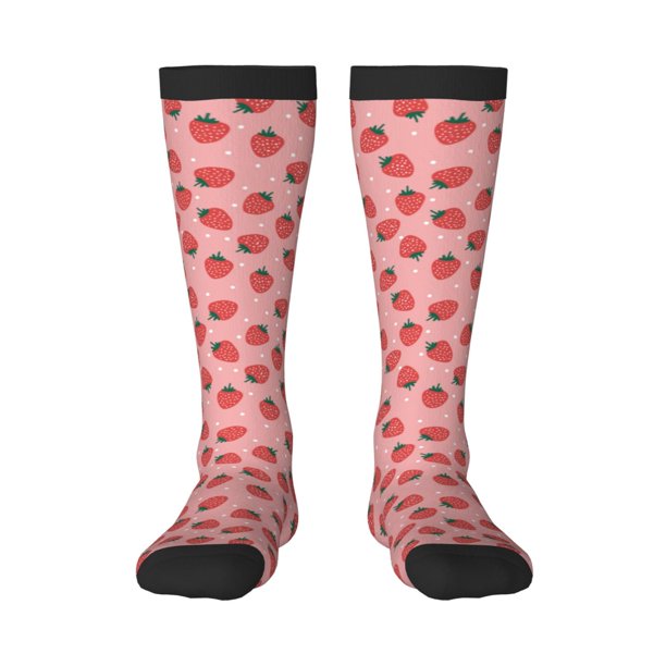 Balery Strawberries Calcetines novedosos Calcetines deportivos Calcetines hasta la rodilla Calcetines de algodón Calcetines originales y geniales
