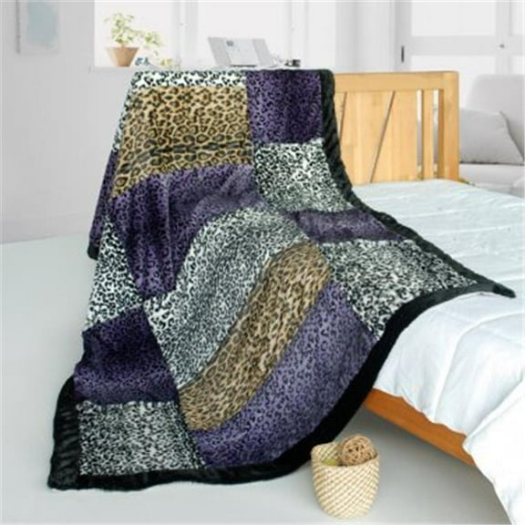 61 by 86.6 in. Onitiva - Fashion Life Patchwork Throw Blanket  Purple