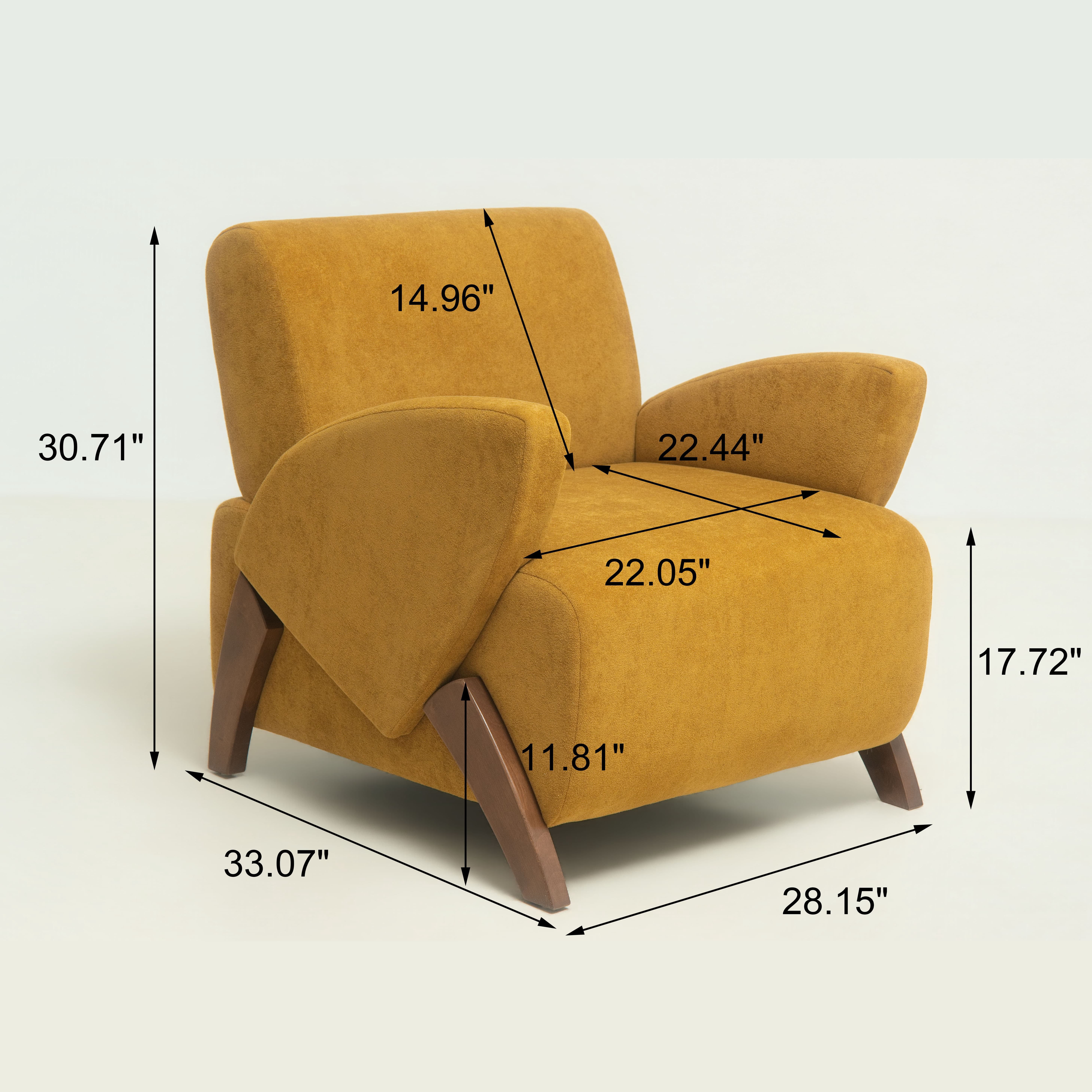 Aukfa 28" Plush Accent Chair, Upholstered Lounge Chair, Modern Reading Chair, Brown Yellow