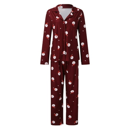 

Wilucolt Pajamas for Family Long Sleeve Winter Fall Matching Christmas Cute Pattern Printing Festival Mom Outfit Womens Pajama Set
