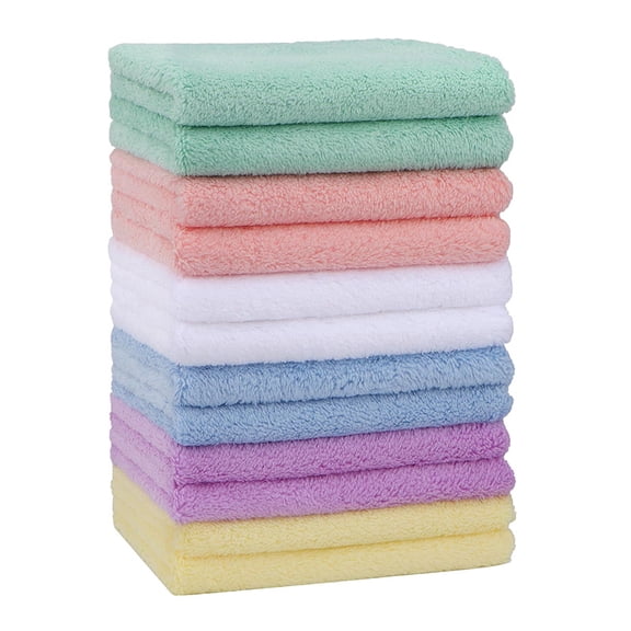 Baby Washcloths 12 Pack Microfiber Coral Fleece 11.5 x 11.5 Inch Absorbent, Gentle on Sensitive Skin, for Newborn Infants & Toddlers, Soft Baby Bath Face Towel & Wash Cloths, Multicolor