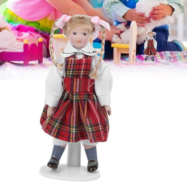 Poupée Maison de Poupée, Poupée en Porcelaine Tressée Longue Matière Saine pour les Enfants un Grand Cadeau Rouge