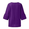 thumbnail image 5 of ManxiVoo Women's Square Neck 3/4 Sleeve Top Breathable Cotton Blend Solid Color Casual Shirt Relaxed Fit Modern Tops XL Size Purple, 5 of 6