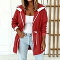 thumbnail image 2 of FRSASU Women's Jackets Waterproof Lightweight Zip Up Drawstring Hoodies Windbreaker Hiking Outdoor with Hooded Red, 2 of 7