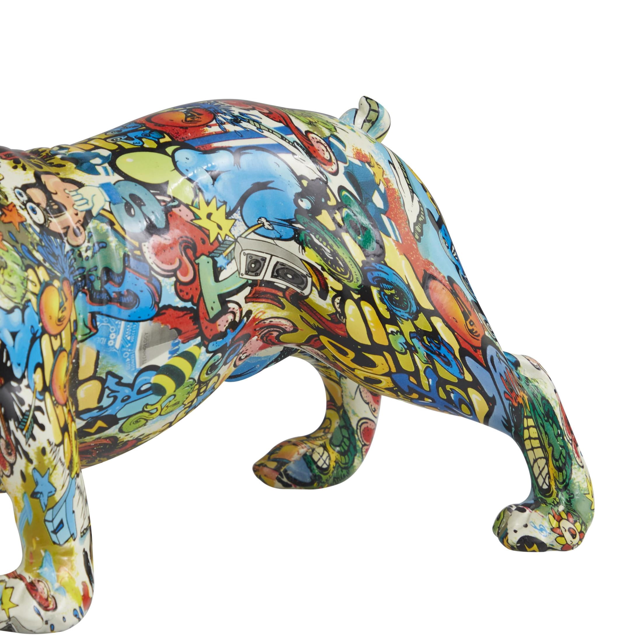 15" x 8" Multi Colored Resin Bulldog Sculpture, by DecMode