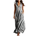 thumbnail image 2 of Women's Casual Sleeveless Lapel Striped Dress with Pockets, Lightweight Fashion, 2 of 6