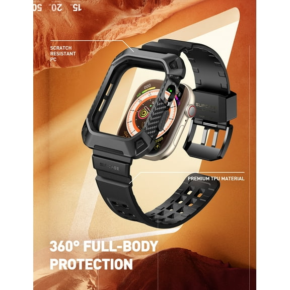 SUPCASE UBPro for Apple Watch 10 42mm Case with Band, [Military-Grade Protection] [Scratch-resistant] Rugged Shockproof Durable PC bumper Cover with Adjustable Strap Band for iWatch 10 42mm, BLACK