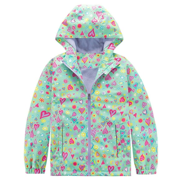 Afdoent Girls Winter Jacket Girls Windbreaker Jacket With Hood Outdoor Raincoat For Children Lightweight Breathable Hiking Coat 2-3 Years