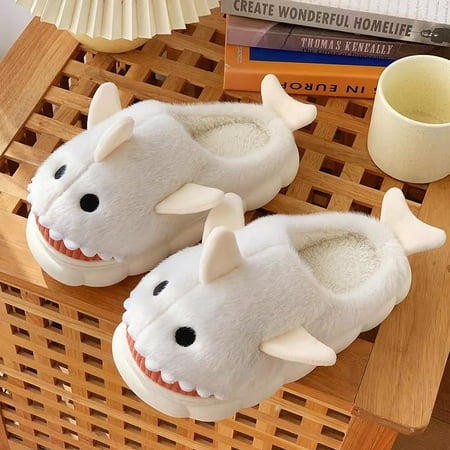 

Kids Cute Cartoon Shark Shape Indoor Plush Thick Bottom Home Slippers Autumn Winter