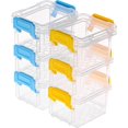 thumbnail image 1 of HAHDAXIA 6 Packs Small Storage Bins with Lids, Mini Stackable Plastic Storage Containers Colorful Bead Organizer Latches Box Small Containers for Organizing Craft, Small Items, Blue+Yellow, 1 of 7