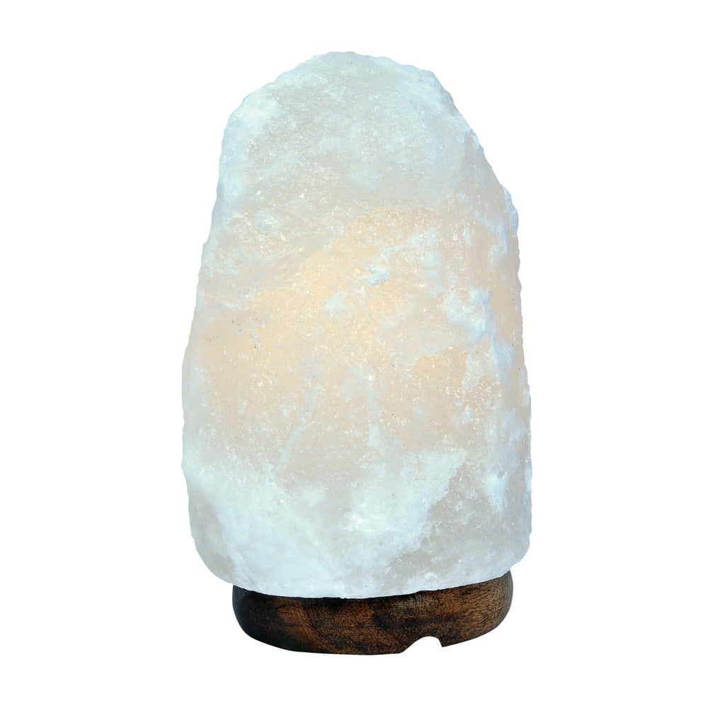 Globe Electric 7" White Himalayan Salt Lamp with Wood Base, 35lbs
