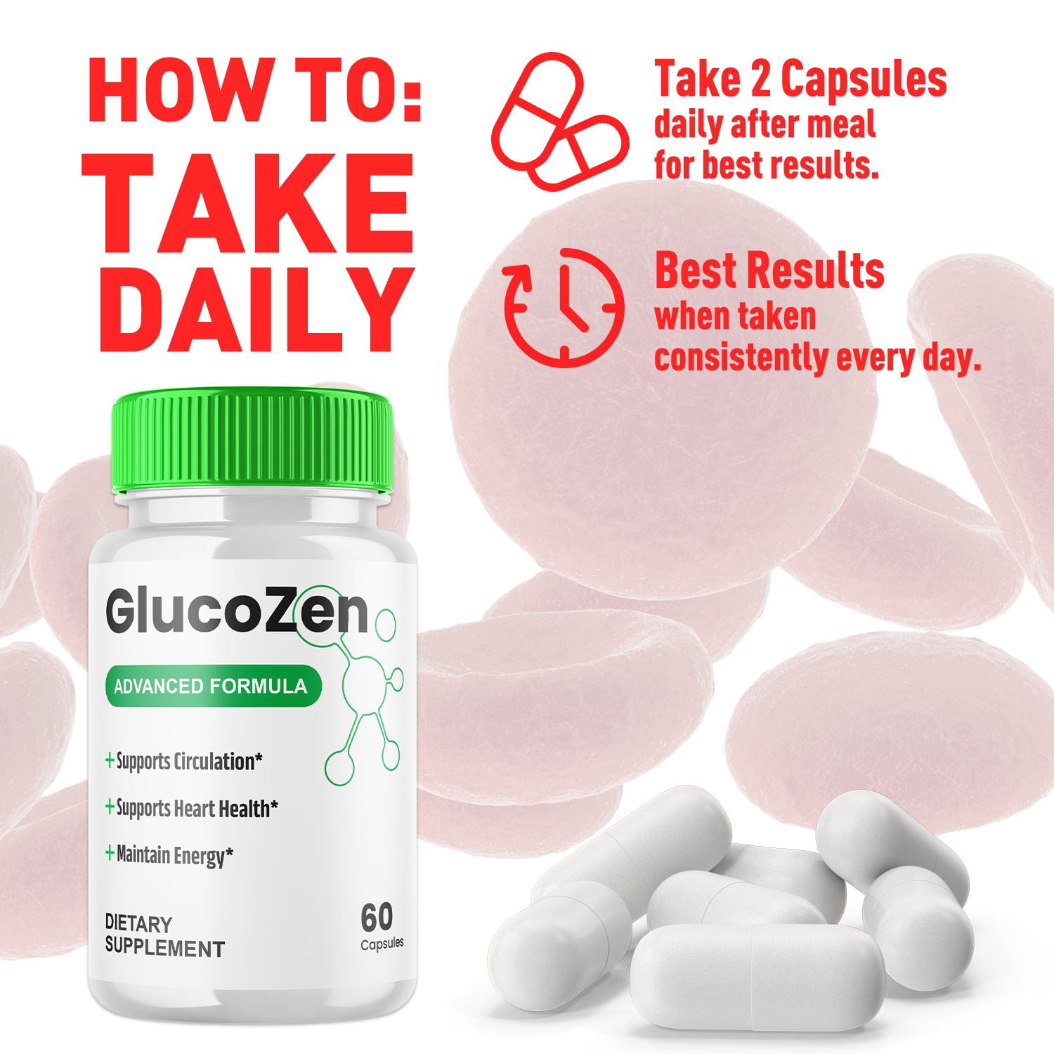 GlucoZen Blood Balance Support Pills Advanced Formula Vitamin Supplement Gluco Zen 180 Capsules