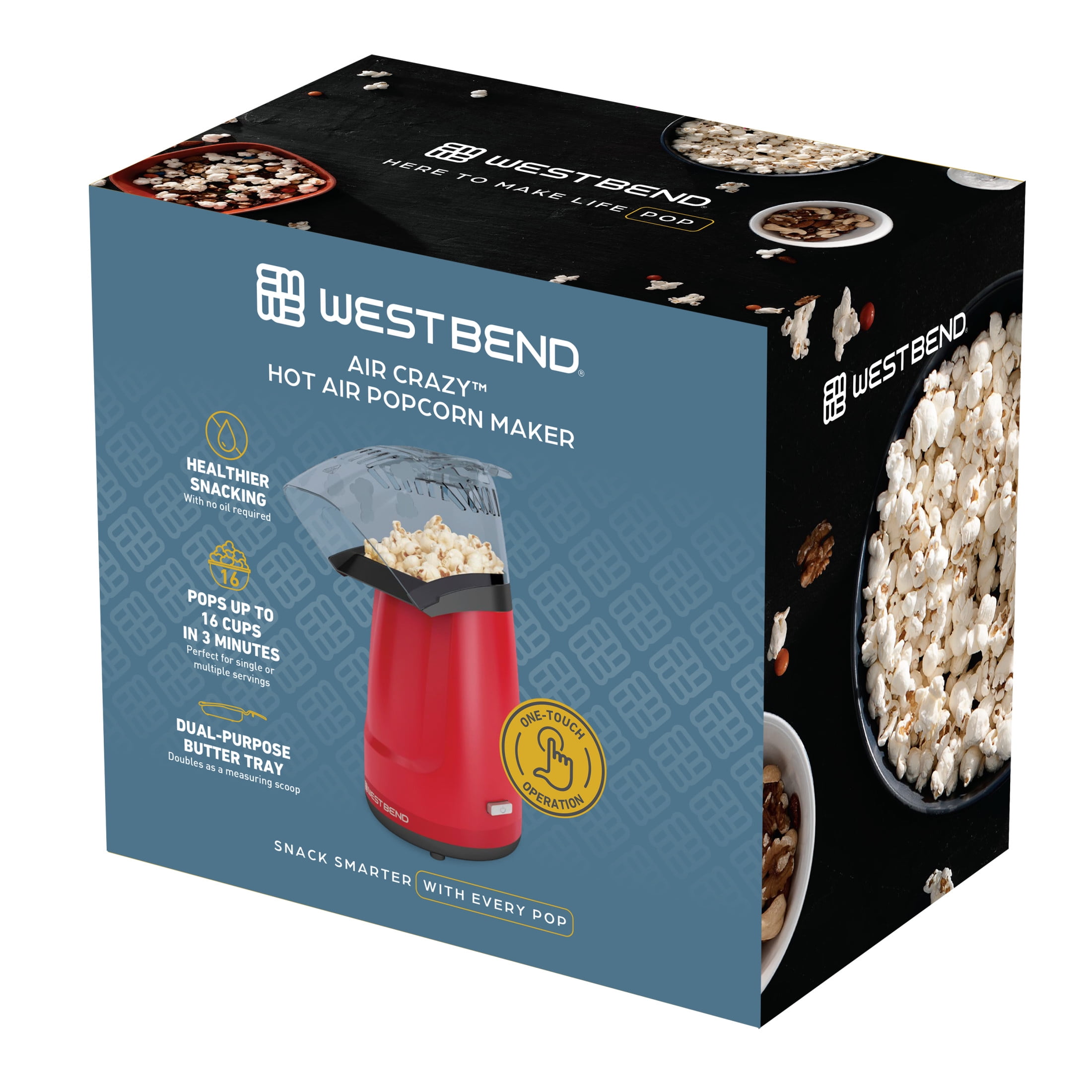 Excelvan Air-pop Popcorn Maker Makes 16 Cups of Popcorn, Includes