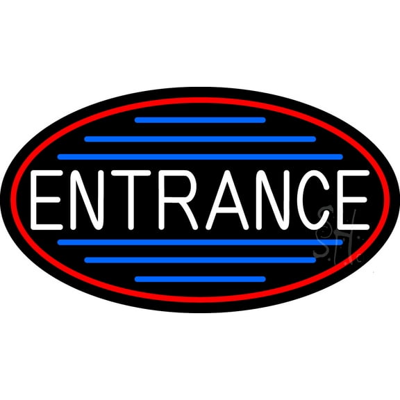 Oval Entrance With Red Border LED Neon Sign 20 x 37 - inches, Clear Edge Cut Acrylic Backing, with Dimmer - Bright and Premium built indoor LED Neon Sign for Bar decor.