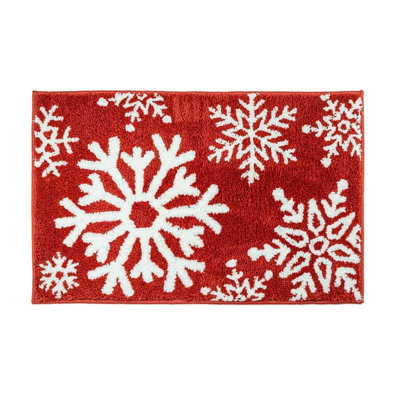 Christmas Bathroom Decor Bathroom Rugs Cute Bath Mat Non-Slip White Snow Christmas Home Decorations Microfiber Absorbent Shower Rug for Bathtub, 15.75" x 23.62"