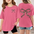 thumbnail image 2 of Hihipz Big Girl's T-Shirt Cute Bow Print Short Sleeve Crewneck T-Shirt Loose Casual Summer Tee Tops,Sizes 9-10, 2 of 6