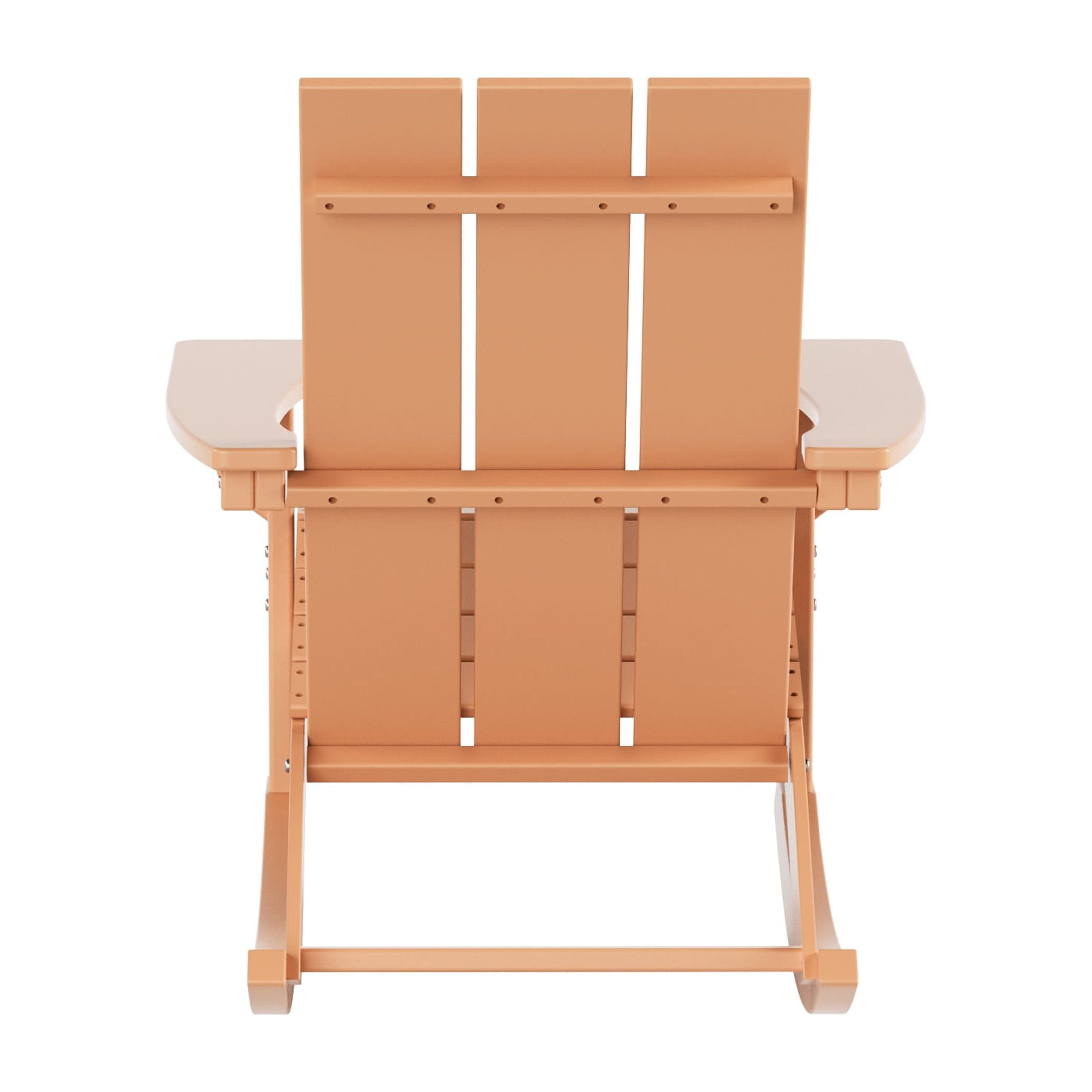 GARDEN Set of 2 Modern Plastic Outdoor Rocking Chairs for Patio Porch, Teak