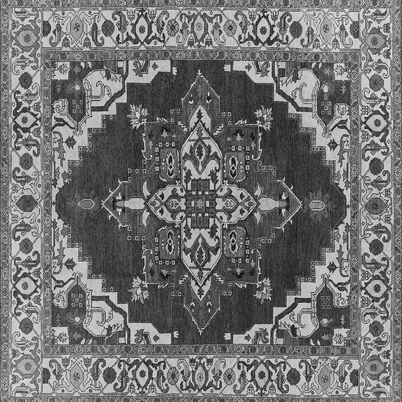 Ahgly Company Indoor Square Oriental Gray Industrial Area Rugs, 4' Square