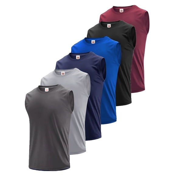 MANSENHUG Men's 6 Pack Tank Tops Sleeveless Workout Quick Drying Shirts Gym Muscle Shirts Athletic Bodybuilding Tee