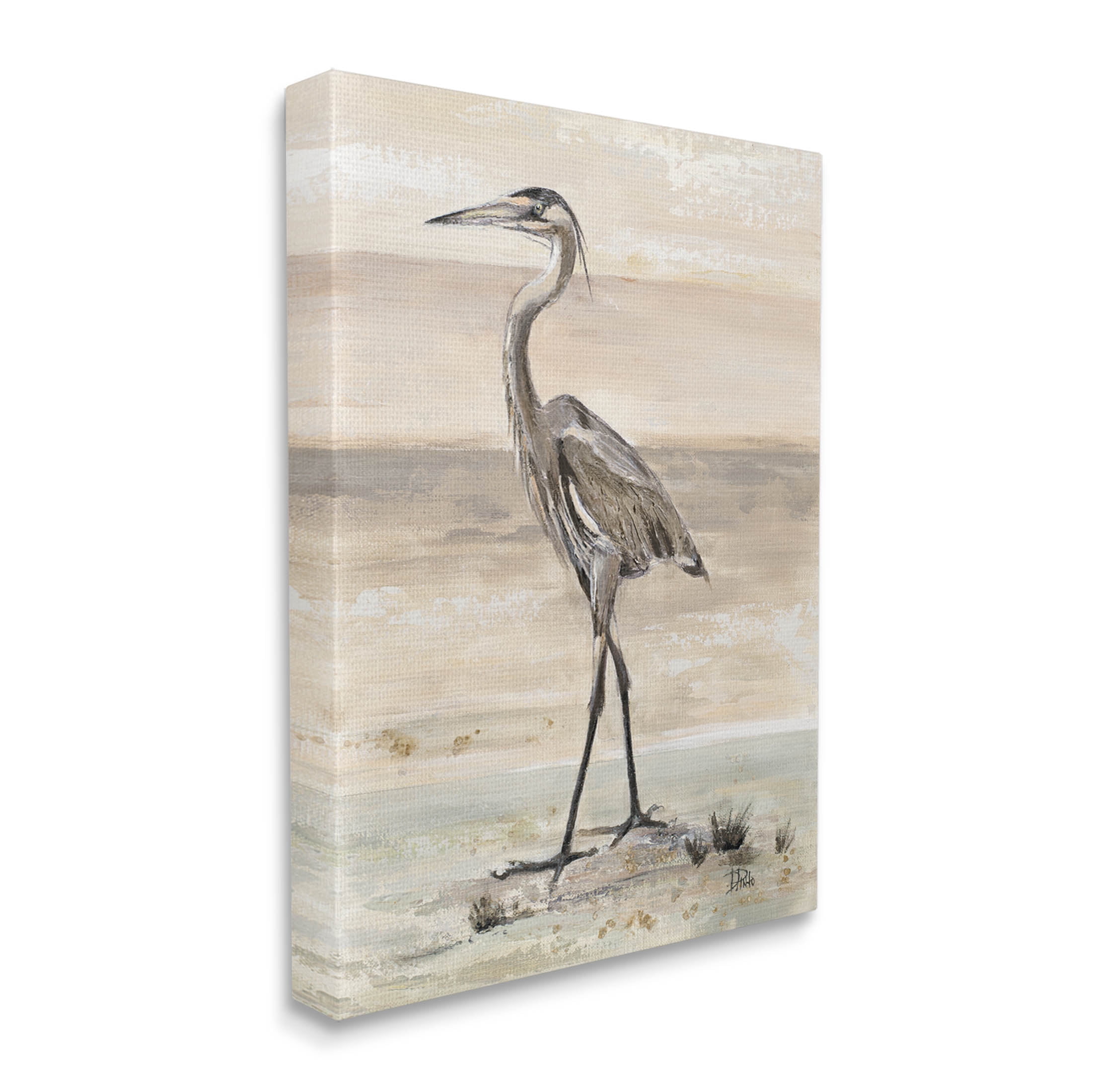 Stupell Industries Crane Bird Beach Shore Painting Gallery Wrapped Canvas Print Wall Art, Design by Patricia Pinto