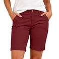 thumbnail image 3 of Women's Stretch Twill Bermuda Shorts with Pockets, Elastic Waist Casual Hiking Walking Athletic Shorts, 100% Polyester | VerBelle,Wine 2XL, 3 of 9