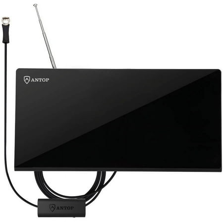 UPC: 0031742072192 | Atlantic Flat Digital 4K Ultra HD Antenna 40-50 Mile Reception Black