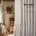 thumbnail image 2 of Boho Farmhouse Shower Curtain with Ruffle Hem, Linen Textured White Shower Curtains for Bathroom Vintage Rustic Fabric, Brown Stripe 72" W x 72" L, 2 of 6