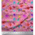 thumbnail image 1 of Soimoi Rayon Fabric Dot,Octopus & Jellyfish Ocean Print Sewing Fabric Yard 56 Inch Wide, 1 of 3