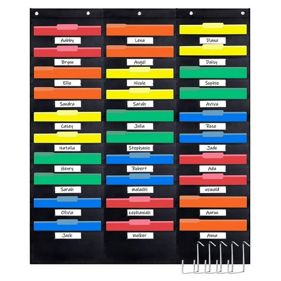 30 Pocket File Pocket Chart, 42inch Wide X 47inch Tall - Versatile Wall Hanging File Folder Organizer for Classroom