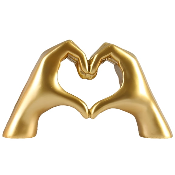 Heart Hands Statue Gold Resin Sculpture for Bedroom Desk Modern Home Decor