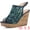 Blue Green, variant on Women's Open Toe Platform Heel Lace Wedges Sandals Deep Blue 5.5