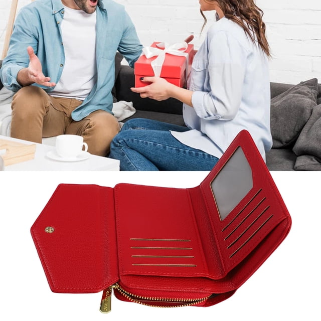 Cartera de Moda para Mujer, Tarjetero de Piel Sintética, Monedero Con Cremallera, Con Múltiples Ranuras para Tarjetas, Ranuras para Pilletes y Bolsillos Con Cremallera, Suave Y