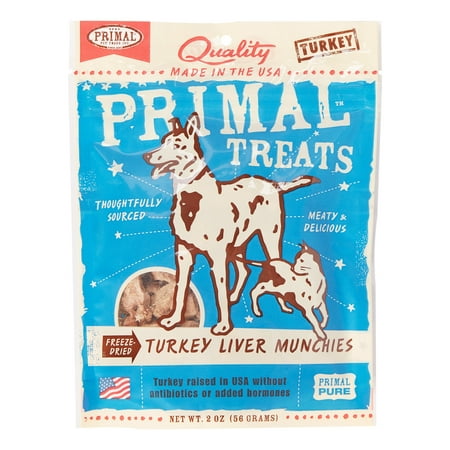 Primal Pet Foods Grain-Free Turkey Liver Munchies Freeze Dried Dog & Cat Treat, 2