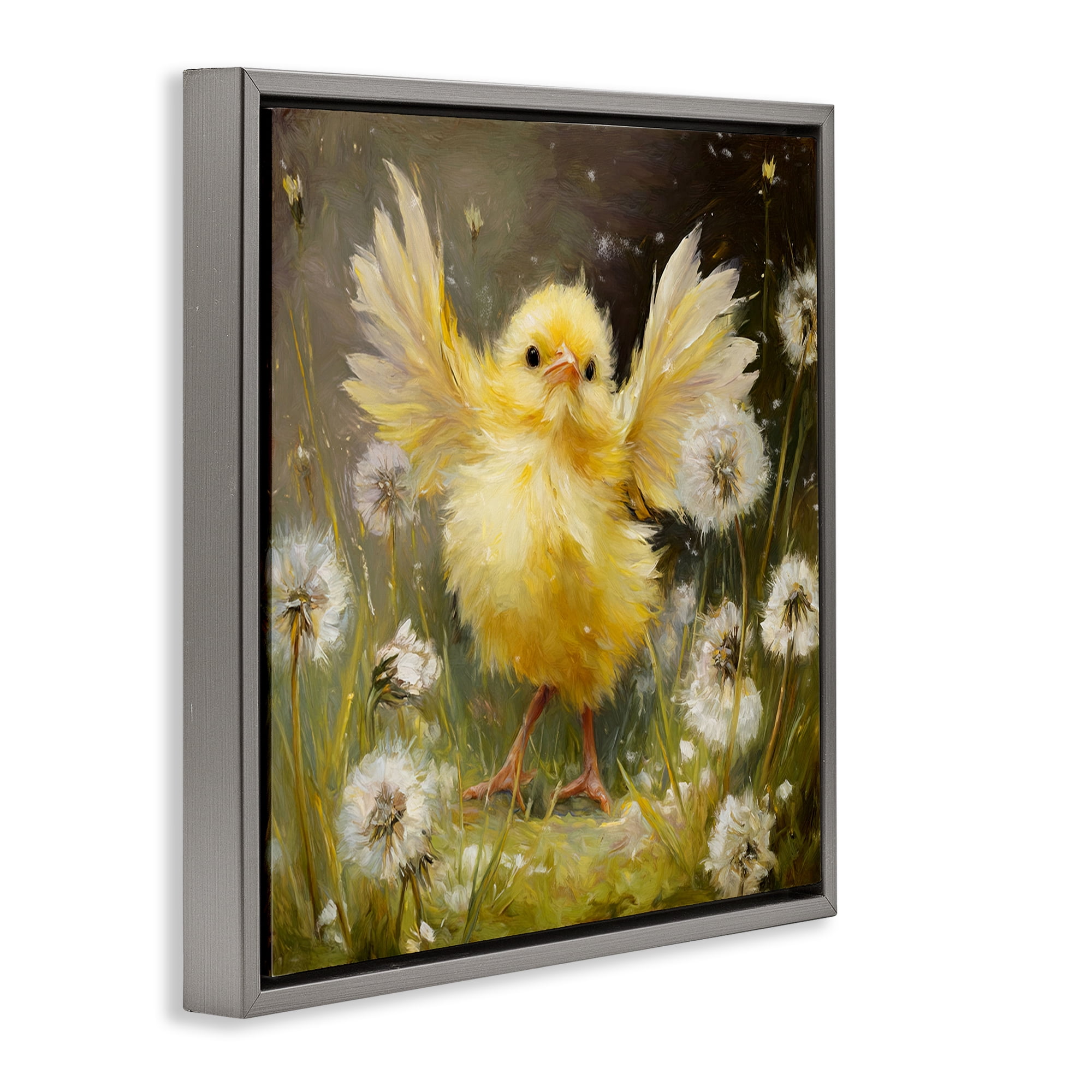 Stupell Industries Free As A Peep Chick Gray Framed Floater Canvas Wall Art, design by Tina LeCour