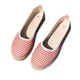thumbnail image 6 of Yungyresw Flat Shoes For Women Plaid Pattern Comfortable Round Toe Slip On Shoes Everyday Work Fashion Casual Dress Shoes Red 36, 6 of 6