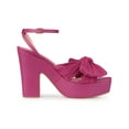 thumbnail image 3 of BLISSFUL STEP Women's Platform Pleated Bow Slingback Block High Heel Sandals Hot Pink (Size 9), 3 of 8