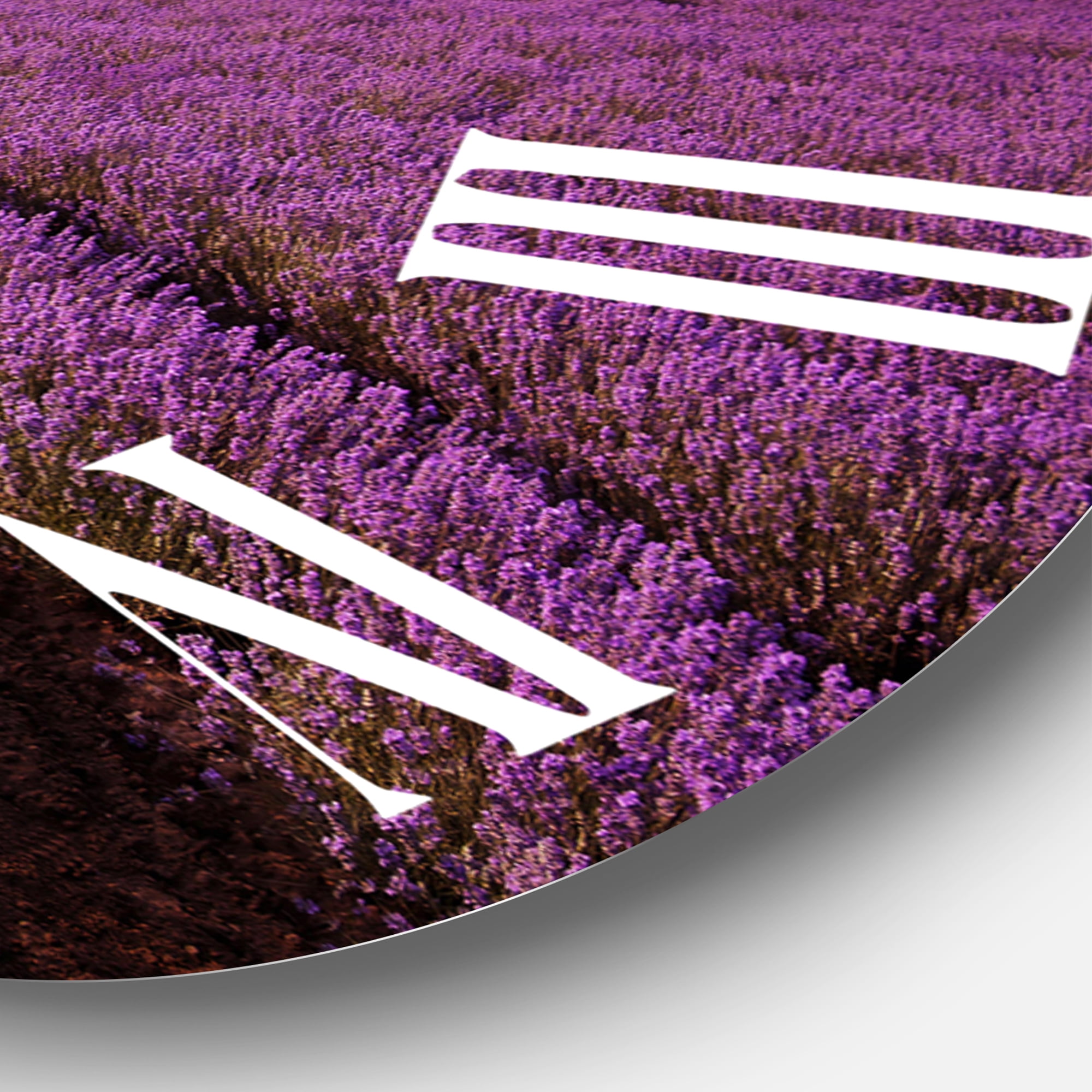 Designart 'Sunrise & Dramatic Clouds Over Lavender Field Xi' Farmhouse Wall Clock