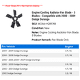 thumbnail image 2 of Engine Cooling Radiator Fan Blade - 5 Blades - Compatible with 2000 - 2009 Dodge Durango 2001 2002 2003 2004 2005 2006 2007 2008, 2 of 2