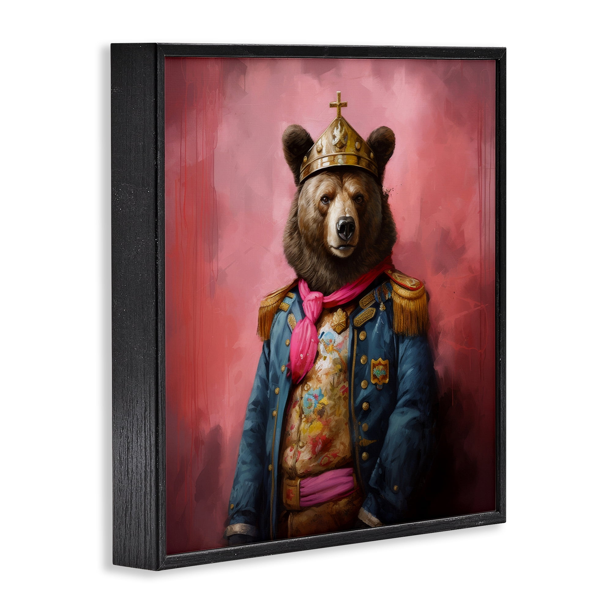 Stupell Industries Regal Bear Portrait Animals & Insects Painting Black Framed Art Print Wall Art, 17 x 17