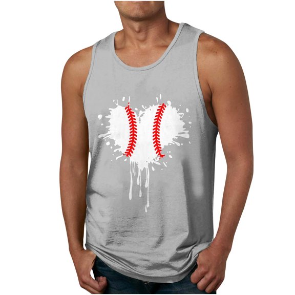 PBNBP Tank Tops Men Baseball Tanks Tops for Mens Cool Printed Graphic Sleeveless Tank Top Muscle Shirt for Workout Gym Jogging