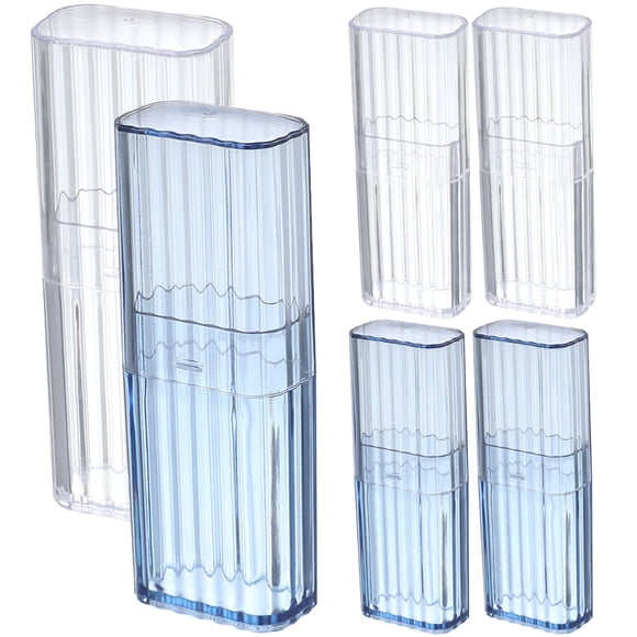 SHOWERORO 6pcs Transparent Storage Box Travel Size Toothpick Holder Assorted Color Lightweight Tidy Desktop Everyday Use