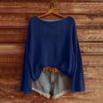 thumbnail image 2 of Women's Knit Sweatshirts Dolman Batwing Sleeves Knitted Sweaters Cute Shirt Fall Spring Crewneck Pullover Tops Navy 2XL, 2 of 4