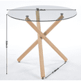 thumbnail image 2 of Tcbosik Round Glass Dining Table, Small Kitchen Table, 35.4 inch Modern Circle Dining Room Table with Metal Legs, Light Oak, 2 of 6